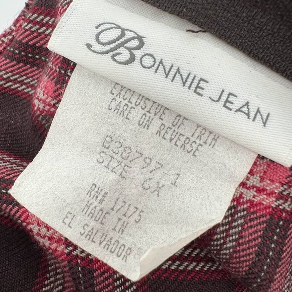 Vintage‎ Bonnie Jean Girls Size 6X Plaid Velvet Collar Dress Pink Brown Pleated - Picture 6 of 8